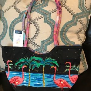 Flamingo print small handbag